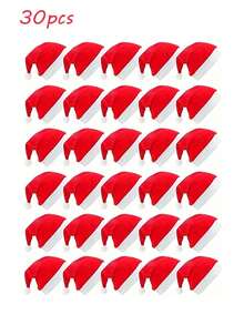 30pcs/20pcs/10pcs/5pcs Holiday Parent-Child Christmas Hat Set - Red Santa Hat For Teens And Kids, Party Decorations And Christmas Holiday Gifts Soft Polyester, Non-Stretch Fabric