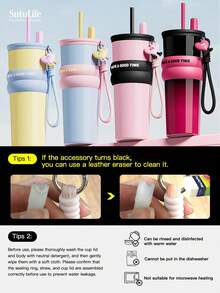 大容量 500ml/680ml/700ml/710ml 保温杯 – 不锈钢咖啡杯，带盖，旅行杯，冷热饮皆宜，可放入车载杯架，材质优良，带吸管盖和吸管帽收纳槽，防滑硅胶手柄，便携耐用，适合户外、露营、办公等场合，也是送给女朋友、学生、男生的理想水杯礼物。