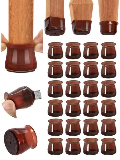 4/8/16/24 件椅腿地板保护垫，硬木地板家具垫，椅腿家具滑块，硅胶椅腿盖，防止地板刮伤并减少噪音，适用于厨房、客厅、卧室（深棕色）