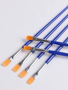 Small Paint Brushes Bulk, Anezus 50 Pcs Flat Tip Paint Brushes With Round Acrylic Paint Brushes Set Brushes Classroom Acrylic Watercolor Canvas Face Painting - Blue - View 3