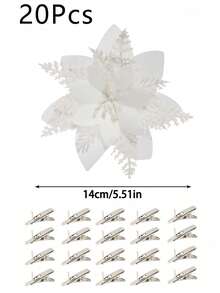30pcs/20pcs/10pcs/1pc Christmas Tree Decorations, Fake Flowers, Cute Artificial Poinsettia Christmas Tree Decorations, Christmas Flowers, Poinsettia, Glitter Artificial Christmas Flowers, Fake Flowers, DIY Wreaths, Home Decor, Wedding Party, Gift Decorations, Holiday Party Decorations, Christmas/Holiday/Seasonal/Wedding Christmas Tree Decorations, Sparkling Winter Shrub Decor (White) Christmas Decorations Room Decor