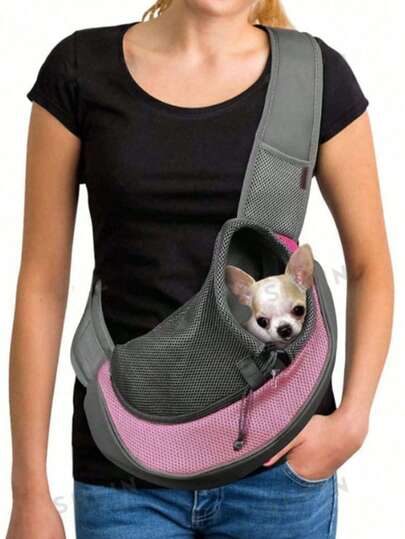 1 Arnés de malla transpirable para mascotas, adecuado para gatos y perros, mochilas de hombro para mascotas, bolsas de equipaje para gatos y perros, bolsas de arnés cruzadas portátiles y transpirables, mochilas pequeñas para el pecho de las mascotas, mochilas tipo eslinga para mascotas aptas para todas las estaciones, adecuadas para perros y gatos pequeños de menos de 12 libras - Portador de mochila estilo cómodo y con panel trasero acolchado, de malla transpirable y de manos libres