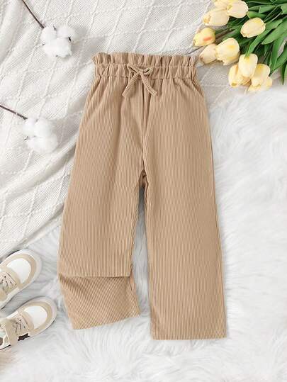 女童弹力腰灯芯绒裤，休闲舒适，适合秋冬季节穿着，户外活动和返校季皆宜。