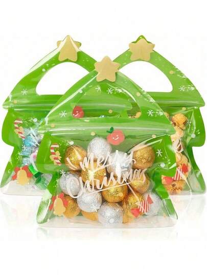 10pcs Christmas Gift Bags, Candy Cookie Chocolate Rack, Christmas Decorations, Christmas Party Supplies, Christmas Packaging, Christmas Stickers
