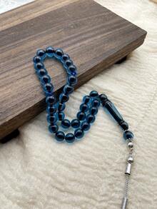 1串黑色亚克力念珠/念珠，可选33/45/51颗珠子，适合男士日常佩戴和祈祷使用。 - 藍色 - 查看 4