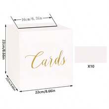 1pc White Card Box With Gold Foil Design, Wedding Gift Card Box, Suitable For Wedding Reception, Baby Christening, Anniversary, Birthday Party, Graduation Ceremony Tabletop Decor (Includes 10 Greeting Cards)