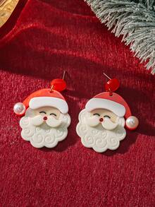 1 Pair Women's Holiday Earrings, Lightweight & Cute Santa Claus Pendant Earrings, Suitable For Parties, Holidays, Christmas Wear And Gifts
