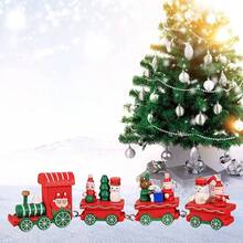 Tren de Navidad de Madera con Figura de Reno Soldado de Mueco de Nieve, Adorno de Tren de rbol de Navidad Pintado para Festivales de Navidad, Fiestas Navideas, DecoracinBlanco - Blanco - Ver 7