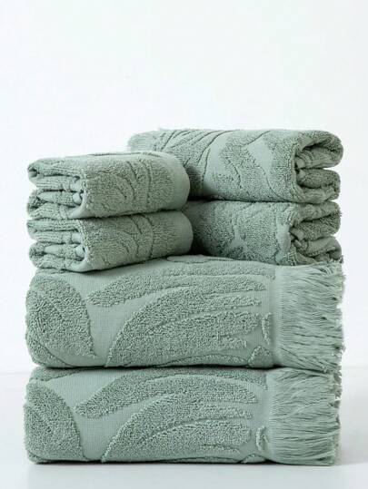 1 pieza Toalla de baño verde delgada y ligera, con diseño de hoja de estilo minimalista jacquard, rectangular de 70*140cm para adultos para nadar o bañarse, o toalla de mano de 34*74cm, pañuelo de 34*34cm, de secado rápido, absorbente y suave, adecuada para baño, cocina, viaje, regalo de vacaciones, gimnasio, playa, hotel, salón, toallas de ducha al aire libre para salón de belleza, hotel deportivo, artículos esenciales para el hogar