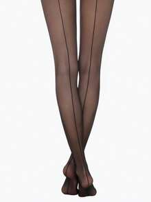 1 Stück Damen Super Dünne Schwarze Vertikale Gestreifte Enge Leggings, Atmungsaktive Schwarze Strumpfhose, Sexy Unsichtbare Hochwertige Strumpfhose