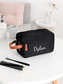 1pc Customized Men's Bag, Large Capacity Men's Toiletry Bag, Men's Business Travel Zipper Portable Wash Bag, Customized Travel Bag, Personalized Men's Clutch & Wristlet Bag - Pillow Bag, Can Customize Your Text, Hot Stamping Craft, Oxford Cloth Clutch, Suitable For Business Trips, Travel Storage Bag, Beach Bag, Best Gift For Friends