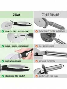 Pizza Cutter Wheel, Stainless Steel Slicer,  Sharp Funny Classic Cutters, Kitchen Gadget With Finger Guard Protects, For Pizza Lovers For Easy Dishwasher Cleaning - màu đen - Xem 8