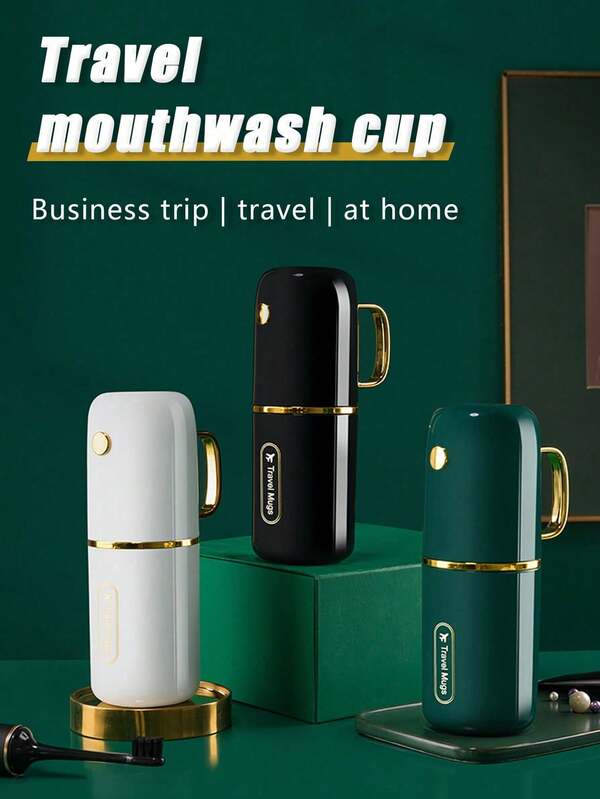 Conjunto de viagem de 1 peça - Suporte para escova de dentes de viagem para casal - Copo portátil para escova de dentes - Escova de dentes de plástico - Suporte para pasta de dente - Recipiente - Adequado para viagens em família, acampamentos de negócios, viagens de negócios, conjunto de banho