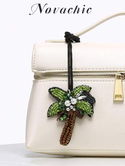 1 pieza Novachic Estilo de vacaciones Colgante de bolso con estrella de mar, árbol de coco y tortuga en estilo animal con cuentas, adecuado para vacaciones de verano en la playa (solo el colgante, sin bolso) Estilo Y2K