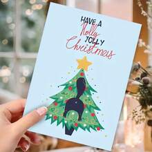 1 pièce, Carte de Noël, Joyeux Noël, Ayez un Noël joyeux, Sapin de Noël, Derrière de chat, Carte de Noël amusante, Carte de Noël pour épouse ou époux, Carte de Noël pour amateurs de chats, Carte de Noël pour amis, Carte de Noël