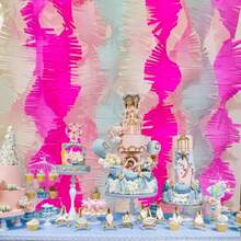 DParty Paper Backdrop Crepe Paper Swirls Garland Backdrop Fringe Paper Hanging Streamers For All Party Events Garland Backdrop Events Accessories10 - 藍粉紅色 - 查看 2