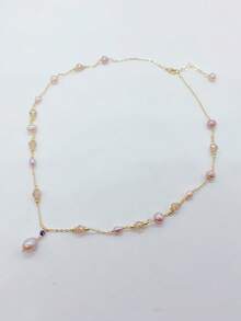 1 pièce Collier de perles baroques élégant, nouveau design minimaliste mode polyvalent affinant pour femmes, convient pour le port quotidien, le style vacances, bijoux pour femmes