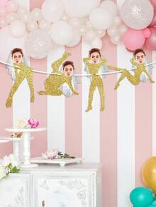 个性化新娘 - 婚礼装饰单身派对定制横幅 - 趣味订婚派对新娘。定制脸部照片新娘头纱横幅，个性化脸部生日横幅，适合单身派对的脸部舞者新娘头纱舞者横幅，新娘头纱装饰，新娘横幅，新娘扭臀舞横幅，伴娘礼物，趣味新娘礼物，生日派对横幅，个性化礼物，节日装饰，派对热门 - 彩色 - 查看 4