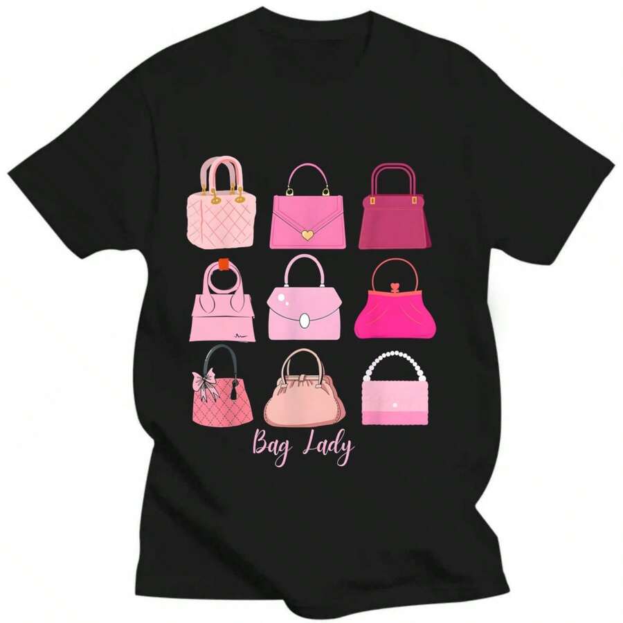 Bag Lady Pink Purse Lover Purses Sarcastic Funny T-Shirt - màu đen - Xem 1