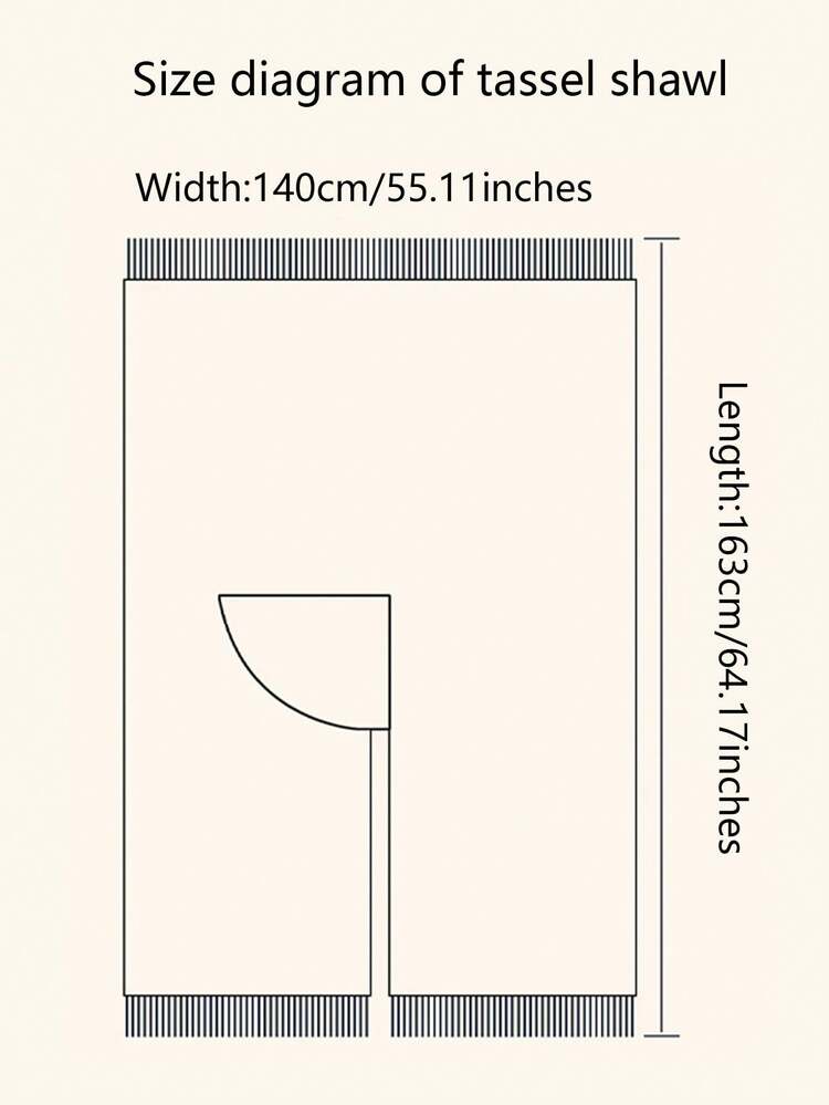 1 件纯色渐变休闲连帽斗篷，秋冬款 - 彩色 - 查看 2