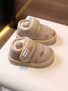 1 Pair Unisex Baby Cartoon Printed Thick Soft Sole Low-Top Snow Boots, Warm For Winter