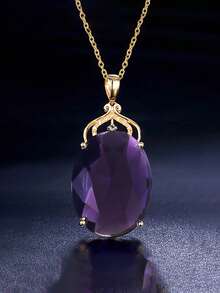 1 PC Elegant Purple Cubic Zirconia Necklace Pendant For Women Valentine's Day Gift Wedding Anniversary Jewelry,Mom,Mother,Mother's Day,Gift - 1# - View 1