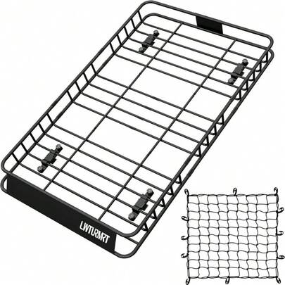64 X 39 Inch Universal 300LB Heavy Duty Roof Rack Cargo With Cargo Net, Car Top Luggage Holder Carrier Basket For SUV,Truck Or RV Camping Storage Steel Construction,19069454