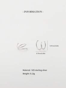 1pc S925 Sterling Silver With 14K Gold Plated Nose Ring Double Nose Ring Suitable For Single Hole - Stretchable Nose Ring Small Nose Ring Spiral Ring - 14K Gold Nose Silver - Sterling Silver Jewelry - Men's And Women's Unisex Piercing Jewelry - Fashion Hip Hop - Suitable For Daily Wear