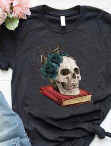 Sarcastic Shirt, Funny Skulls Shirt, Skeleton Shirt, Goth Shirt, Halloween Shirt, Skull T-Shirt, Humorous Skeleton Shirt, Gift For Friend - Black - View 1