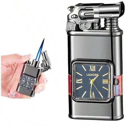 TODINIO Encendedores de antorcha Recargables repetidamenteMágicos de dragón de Doble Llama con Herramientas de Ajuste encendedores a Prueba de Viento con Ventanas de Combustible visibles