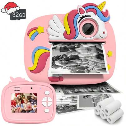 آلة تصوير رقمية للأطفال لطباعة الصور فوراً، هدايا عيد الميلاد والسنة الجديدة للبنات والأولاد، كاميرا رقمية لعب تصوير فيديو عالي الجودة، هدايا للأولاد والبنات من عمر 3 إلى 12 سنة