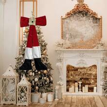 1pc Red Bow Plush Santa Leg Decor - Soft Wool Christmas Ornament For Tree, Home And Window Display - Ideal For Christmas, Wedding, Valentine's Day And Thanksgiving Decoration, Holiday Decor Home Decor Christmas Decorations Room Decor - Red - View 4