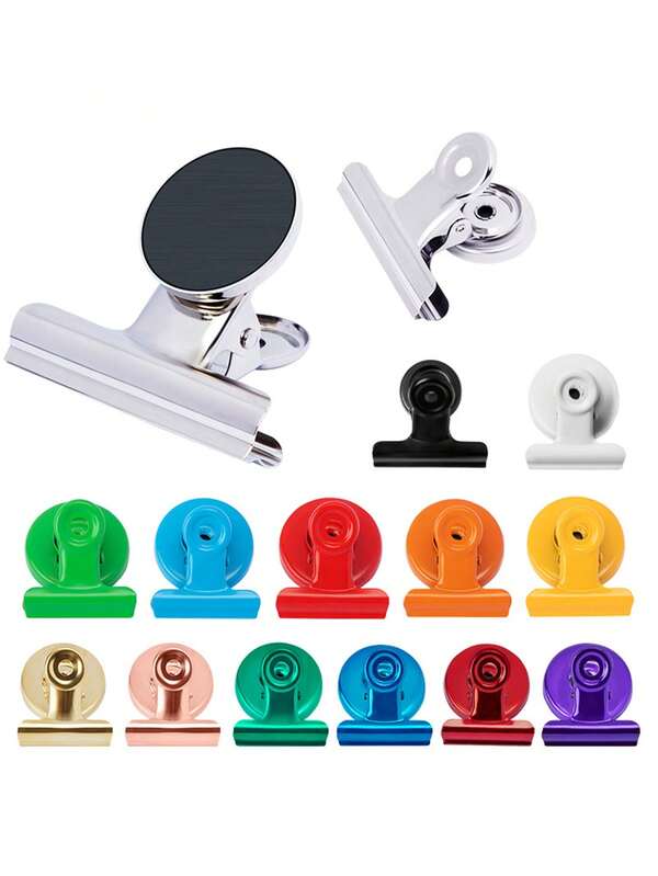 Notas adesivas redondas, clipes magnéticos para fotos, clipes magnéticos para manuais, adequados para notas adesivas de geladeira, registros de manuais, clipes de fotos de parede, cordões para roupas, meias e outros usos multiuso, não precisam de furos, adsorção, podem ser reutilizáveis