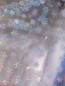 1 pezzo Adesivo per unghie bianco semi-trasparente con fiori, luna e nuvole