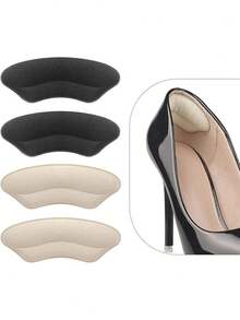 Heel Grips Liner Cushions Inserts For Loose Shoes, Heel Pads Snugs For Shoe Too Big Men Women, Filler Improved Shoe Fit And Comfort, Stop Heel Slip And Blister (2Pairs) (Pale Apricot+Black)