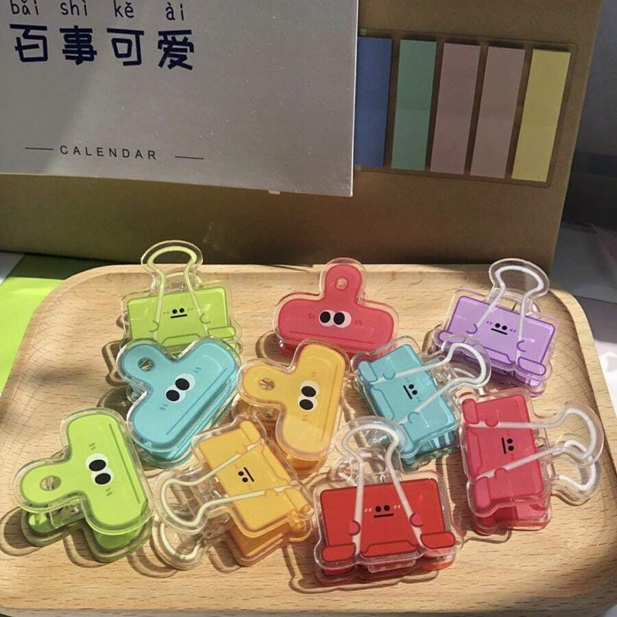 10pcs Colorful Cartoon Acrylic Clips, Office Supplies File Organizer, Creative Double-Sided Memo Holder, Fun File Organizer Clips, Cute Clips, Sticker Holder Clips, Christmas Holiday Gifts, Daily Storage Clips, Christmas Holiday Packaging Decor, Bag Sealing Clips