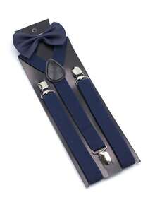 Bộ dây đeo có thể điều chỉnh 2,5cm & nơ màu trơn dành cho nam, trang phục trang trọng & phụ kiện biểu diễn sân khấu - Nhiều màu - Xem 2