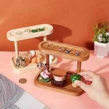 1 件多功能木制展示架，适用于化妆品、珠宝、多肉植物和甜点 - 矩形桌面支架、美容装饰收纳、装饰架、美容收纳、花卉展示