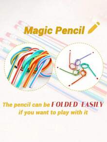 20 pièces Crayons flexibles et pliables amusants, crayons rayés souples et colorés avec gommes, cadeaux et décorations de fête (pour usage adulte uniquement)