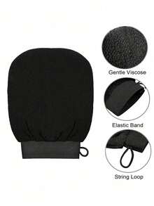 3 件套深层去角质手套，令肌肤光滑亮泽 - 沐浴时使用的身体磨砂膏 - 清洁干燥死皮 - 温和有效的去角质手套，韩国去角质手套，明显去除死皮，非常适合美黑或治疗毛发角化病，100% 粘胶纤维制成，配有身体磨砂膏、包、收纳盒、发夹 - 彩色 - 查看 2