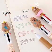 4 Pcs Capybara Multicolor Ballpoint Pen 4in1 Retractable Pen Cute Cartoon Pen Capybara Ballpoint Pen For Office School Supplies Boys Women Men Pens 4Pcs Capybara - 4隻水豚 - 查看 3