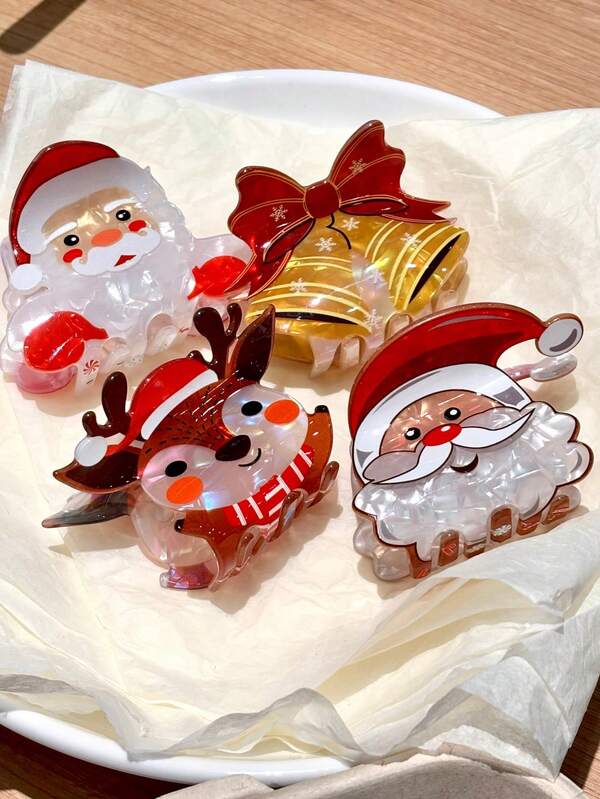 1pc Cute Synthetic Fiber Hair Clip, Suitable All Year Round Fall Winter Claw Clip Hair Accessories For Women Bows For Vacation Outfits Woman Elegant Hair Clutch Christmas Gifts