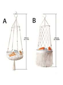 1 件波西米亚手工编织猫吊床秋千 - Macrame 宠物床，悬挂式猫篮椅，透气室内猫家具，送给猫爱好者的母亲节礼物（不含垫子）- 万圣节和圣诞节的完美礼物