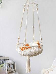 1 件波西米亚手工编织猫吊床秋千 - Macrame 宠物床，悬挂式猫篮椅，透气室内猫家具，送给猫爱好者的母亲节礼物（不含垫子）- 万圣节和圣诞节的完美礼物