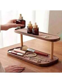 1 件多功能木制展示架，适用于化妆品、珠宝、多肉植物和甜点 - 矩形桌面支架、美容装饰收纳、装饰架、美容收纳、花卉展示