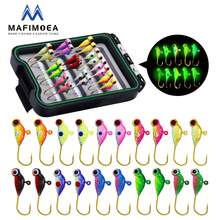 MAFIMOEA 20 piezas Juego de señuelos de pesca de hielo que brillan en la oscuridad, caja de almacenamiento exquisita y conveniente, mejor accesorio para la pesca de invierno, adecuado para percas y black bass del norte