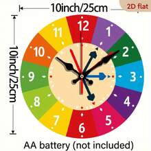 Colorful Wooden Wall Clock With Silent Alarm - 12/24 Hour Study, AA Battery Powered, Suitable For Bedroom, Classroom Or Desktop Decoration, Perfect Gift For Teachers, Classroom Decoration | Educational Design | Wooden Structure, Wall Clock Decoration