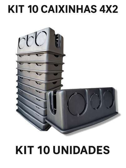 Kit 10 Caixinhas 4x2 de Embutir para Tomada e Interruptor – Plástico Reforçado