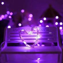 - Paquete de 15 30 luces LED micro estrelladas que funcionan con pilas incluidas, luces de alambre plateado impermeables de hadas, para manualidades, fiestas, jardn, boda, mesa, decoracin - Morado - Ver 7