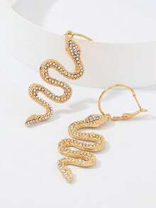 1 Pair Retro Snake Shaped Earrings, Exaggerated Personalized S-Shaped Snake Earrings With Full Rhinestones, Fashionable Niche Earrings Suitable For Daily Wear, Parties, And Gift Giving